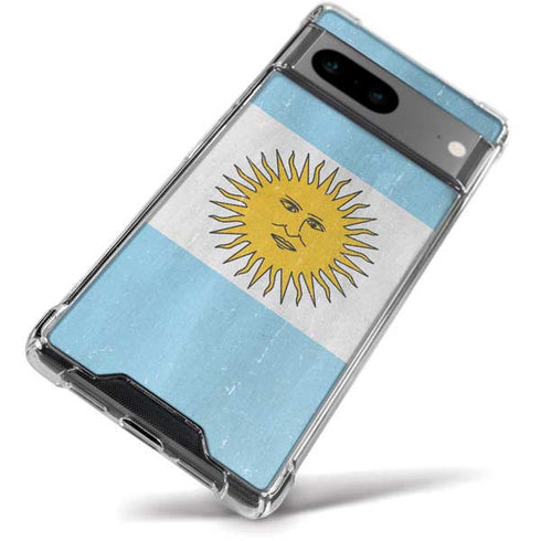 Argentina Flag Distressed Google Pixel 8a Clear Case
